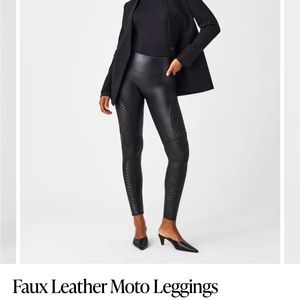 Spanx black leather leggings, never worn